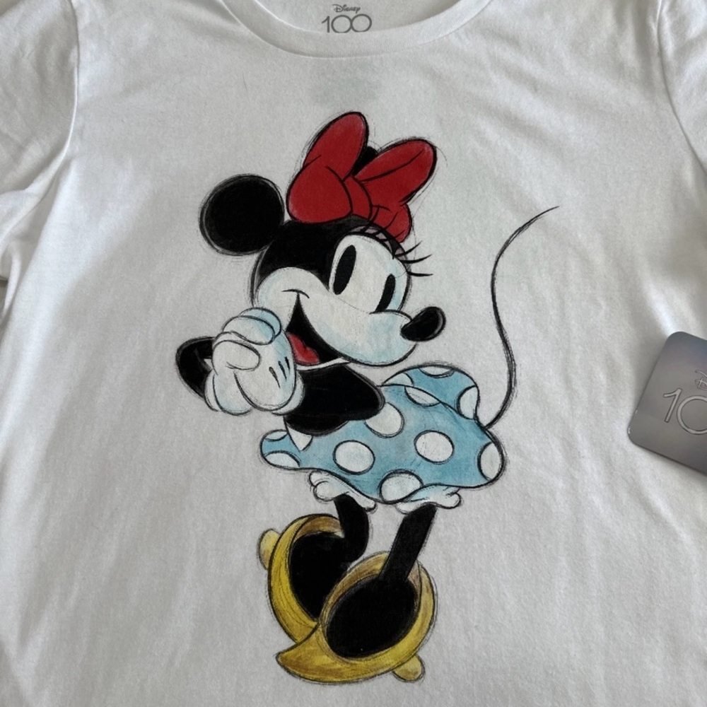Disney Short Sleeve Minnie Mouse Tee Shirt White Red Women’s MED